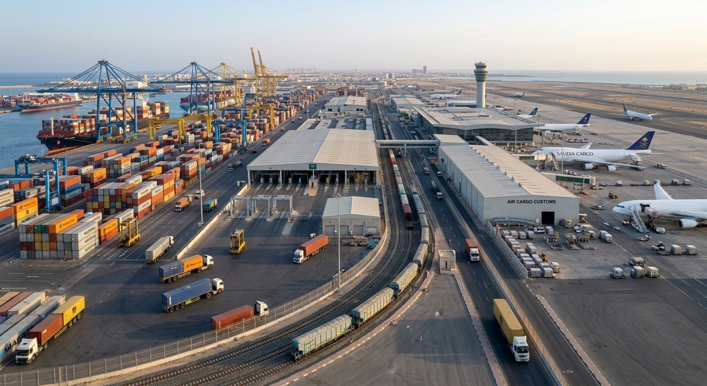 مكتب تخليص جمركي معتمد من اكستريم لوجيستك يُنهي إجراءاتك الجمركية في السعودية بسرعة ودقة. خدمات استيراد وتصدير متكاملة عبر الموانئ والمطارات. تواصل معنا الآن!