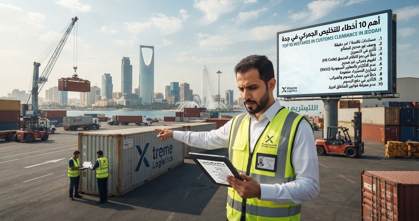 أهم 10 اخطاء للتخليص الجمركي في جدة يقع فيها المستوردون، وكيف تتجنبها مع اكستريم لوجيستك لضمان إفراج سريع عن شحنتك. اتصل الآن ⁦+966573535336⁩.