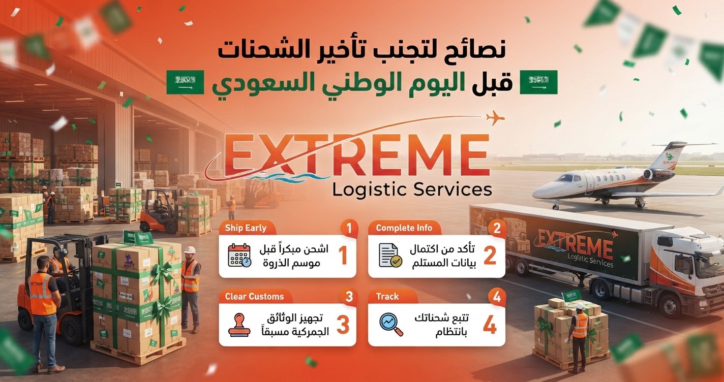 تعرّف على أهم النصائح لتجنب تأخير الشحنات قبل اليوم الوطني السعودي، من تجهيز المستندات إلى التخليص الجمركي والشحن في الوقت المناسب.