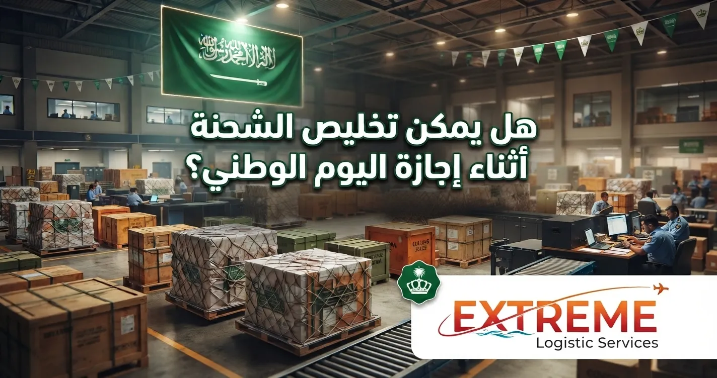 تخليص الشحنة أثناء إجازة اليوم الوطني ممكن وفقًا لطبيعة الشحنة والمنفذ، تعرف على الإجراءات والنصائح لتجنب تأخير الشحنات.